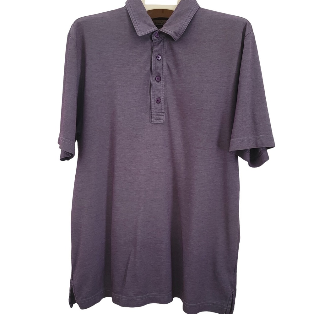TravisMathew Mens Medium Purple Heathered Short Sleeve Golf Polo Shirt